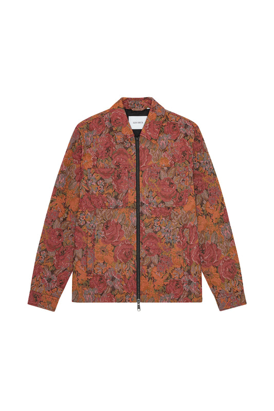 Les Deux Marseille Jacquard Zip Jacket Red Dahlia