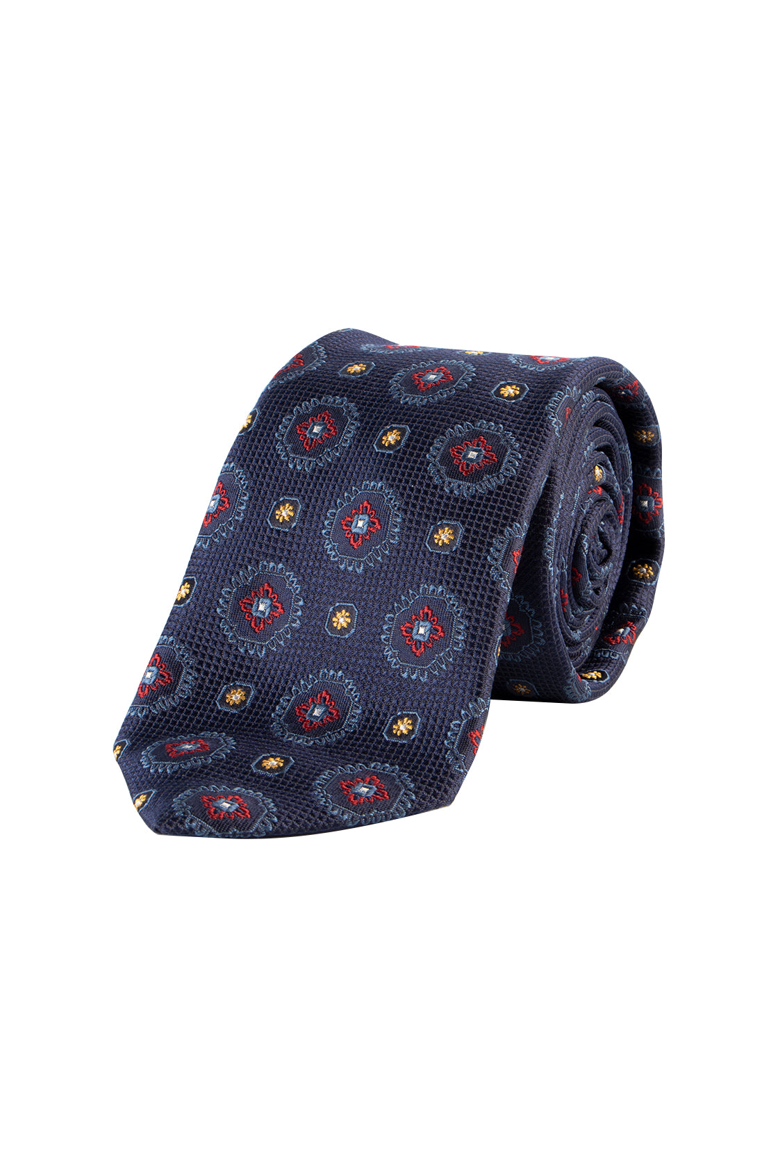 Ascot 7.5cm Silk Pattern Tie Navy