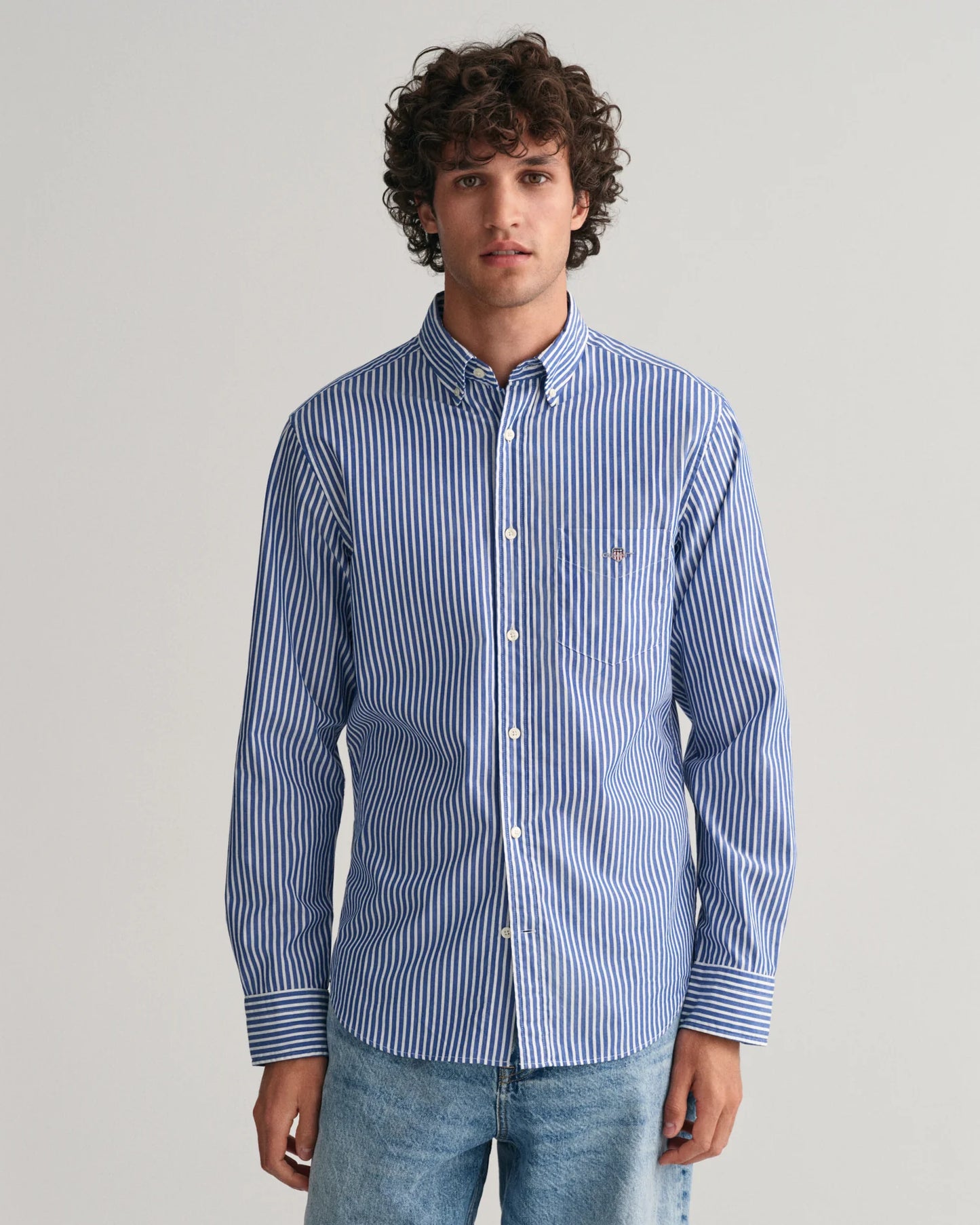 Gant Poplin Stripe LS Shirt College Blue