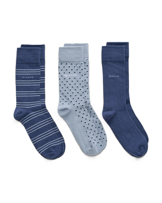 Gant Stripe Dot Rib Socks Dusty Blue 43-45