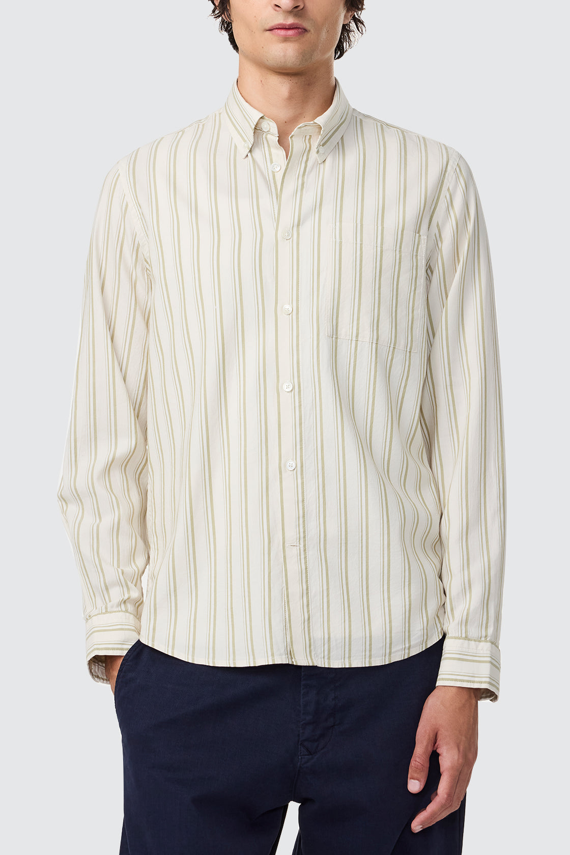NN07 Arne BD LS Shirt Moss Stripe