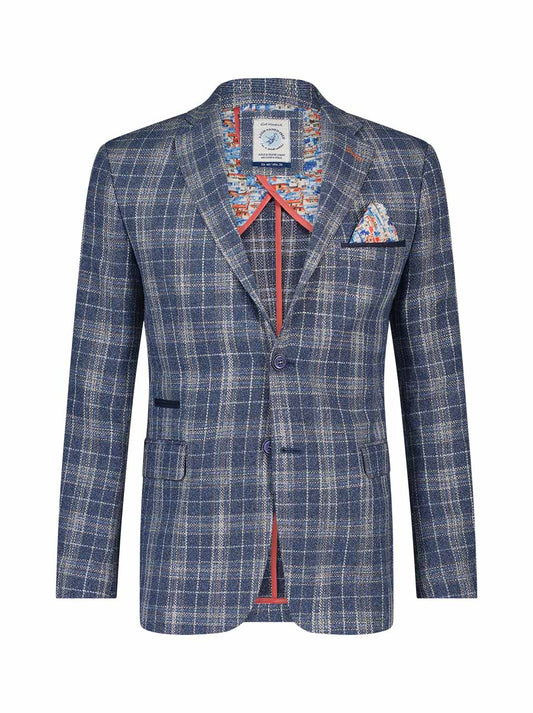 A Fish Named Fred Linen Check Sportscoat Light Blue