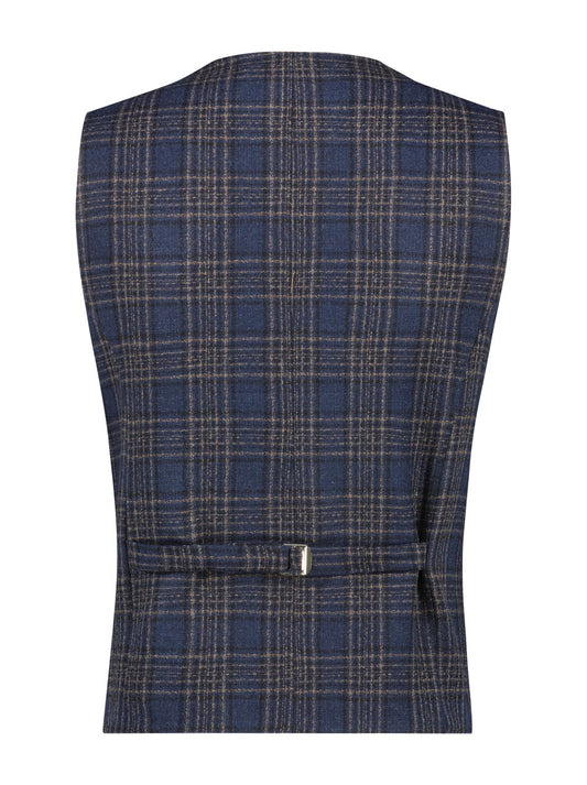 A Fish Named Fred Structure Check Waistcoat Navy