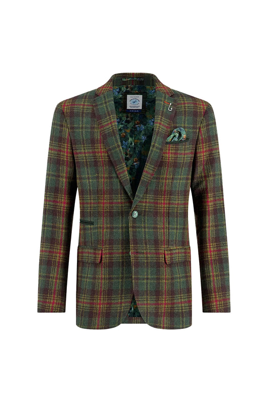 A Fish Named Fred Tartan Wool Sportscoat Dark Green