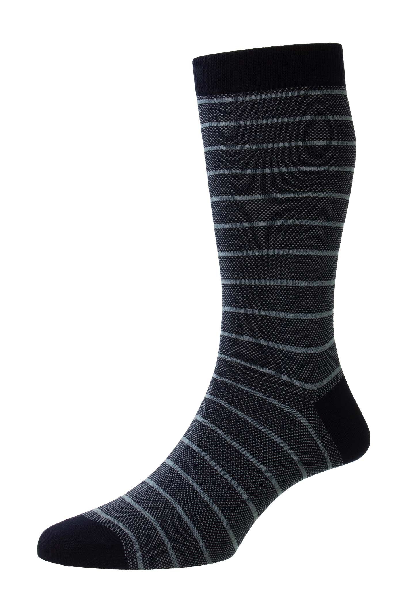 Pantherella Barrington Jacquard Sock Navy/Hazey/Mist