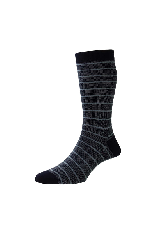 Pantherella Barrington Jacquard Sock Navy/Hazey/Mist