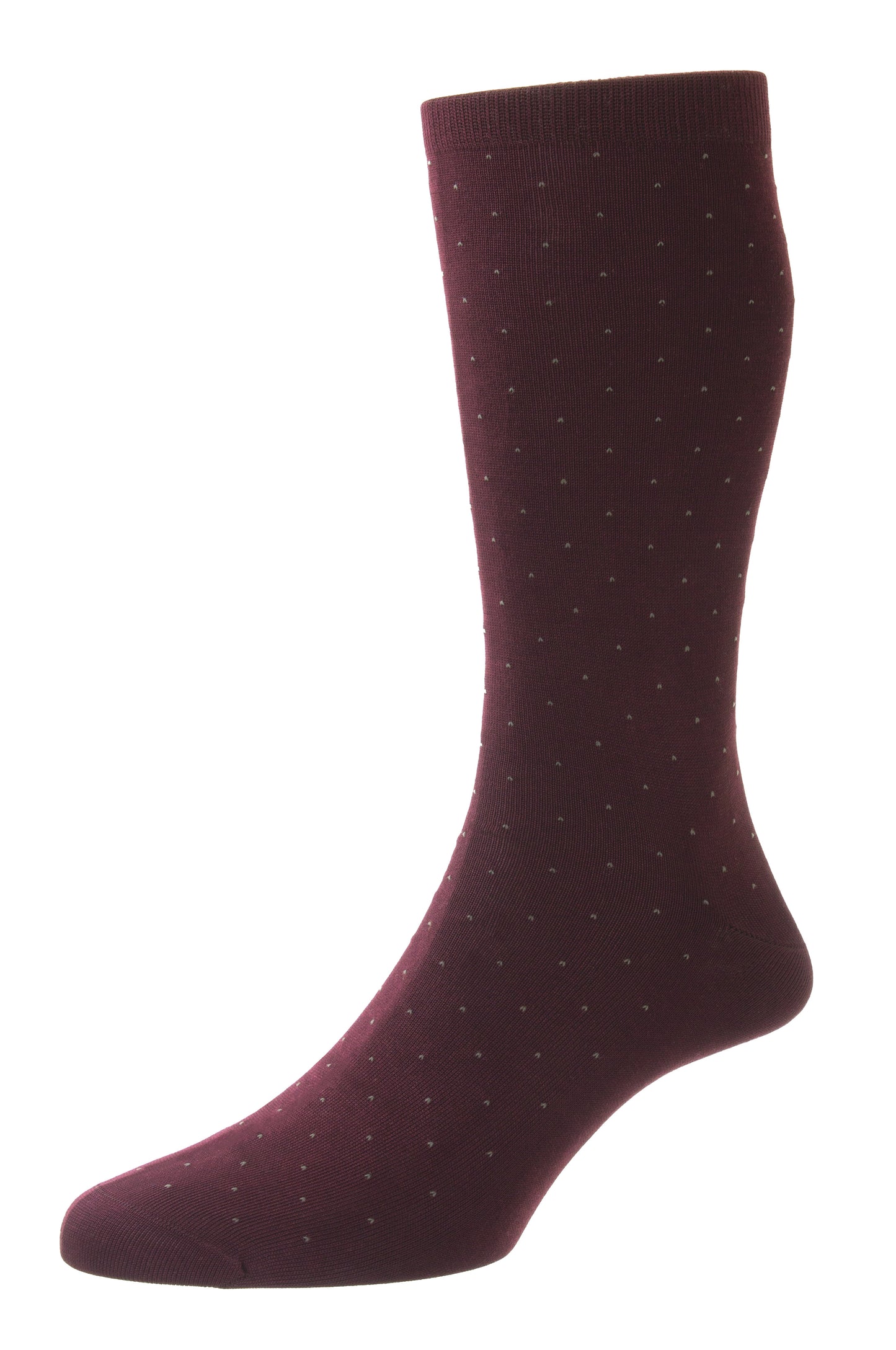 Pantherella Gadsbury Cott/Nylon Pin Dot Sock Burgundy