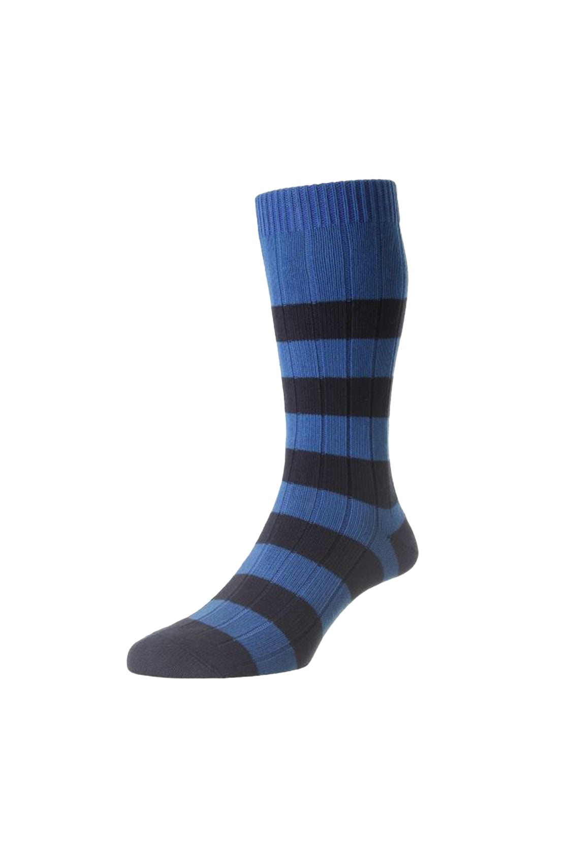 Pantherella Selsey Rugby Stripe Sock Bright Blue/Navy