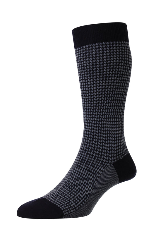 Pantherella Gadsbury Cott/Nylon Pin Dot Sock Navy