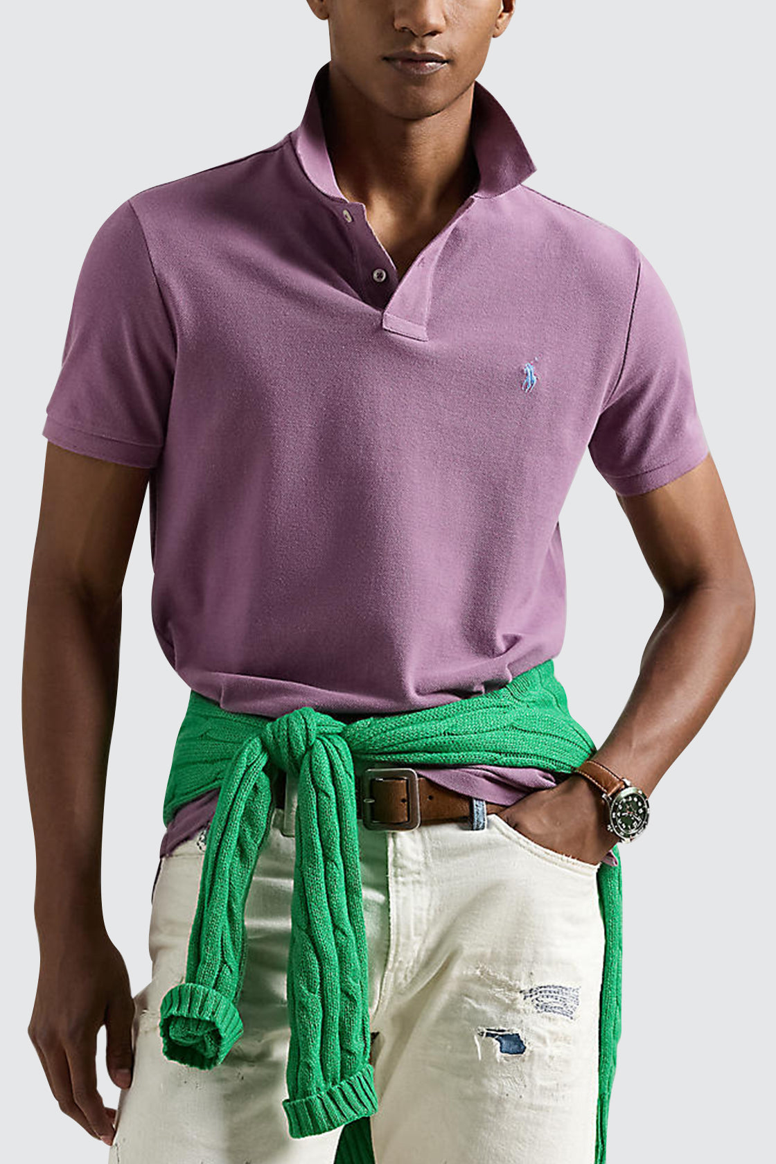 Polo Ralph Lauren Custom Slim Fit Mesh Polo Tea Rose