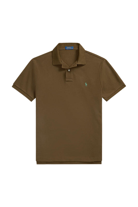 Polo Ralph Lauren Custom Slim Fit Mesh Polo Shirt Nature Brown