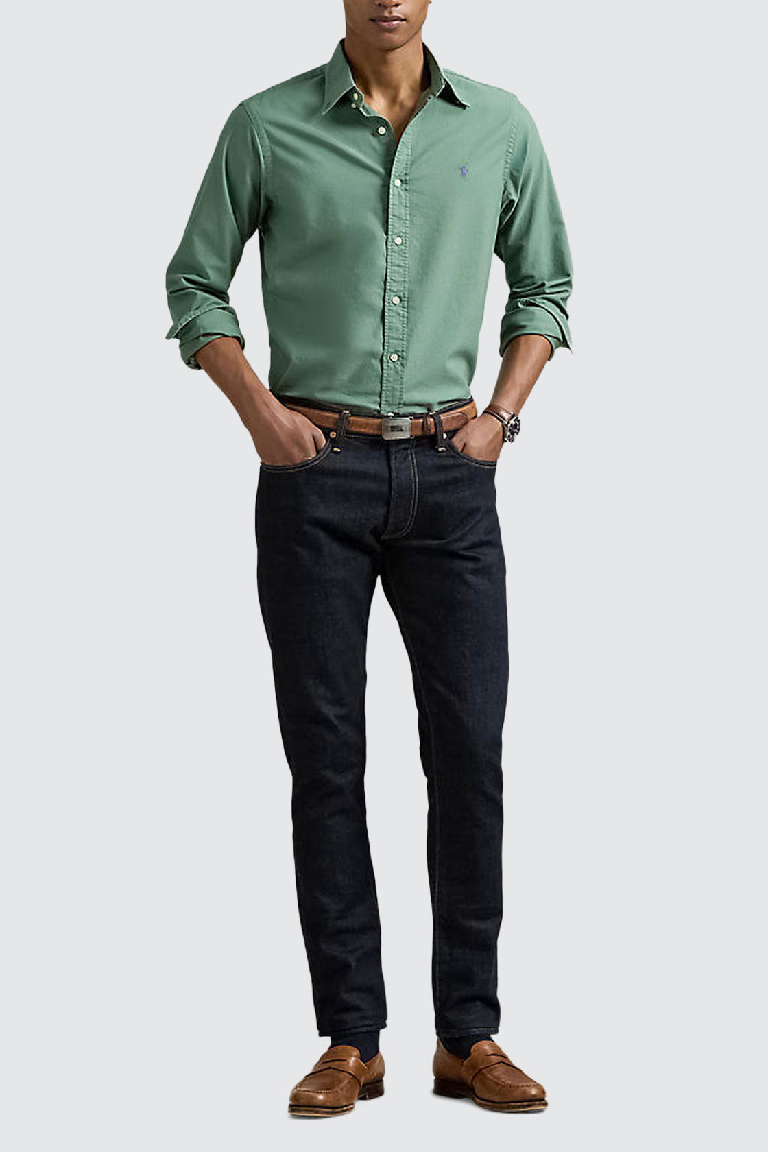 Polo Ralph Lauren Custom Fit Garment-Dyed Oxford LS Shirt Fatigue