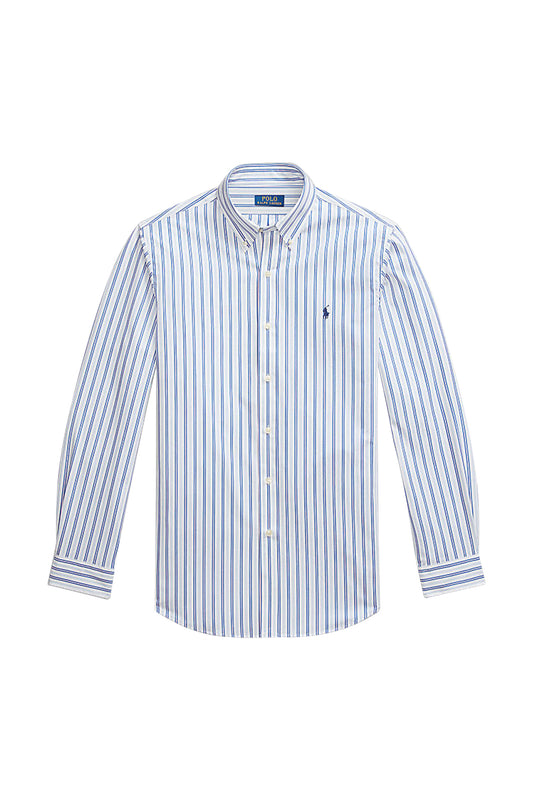 Polo Ralph Lauren Custom Fit Stretch Poplin LS Shirt White/Blue Multi