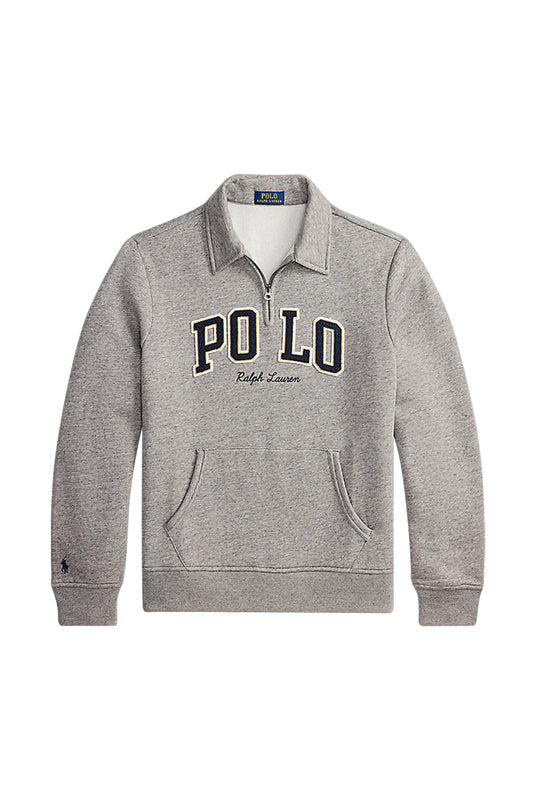 Polo Ralph Lauren Logo Fleece Collared Sweatshirt Dark Vintage Heather