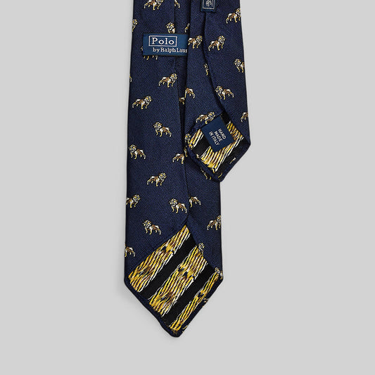 Polo Ralph Lauren Vintage Neck Tie Woven Bulldog Navy