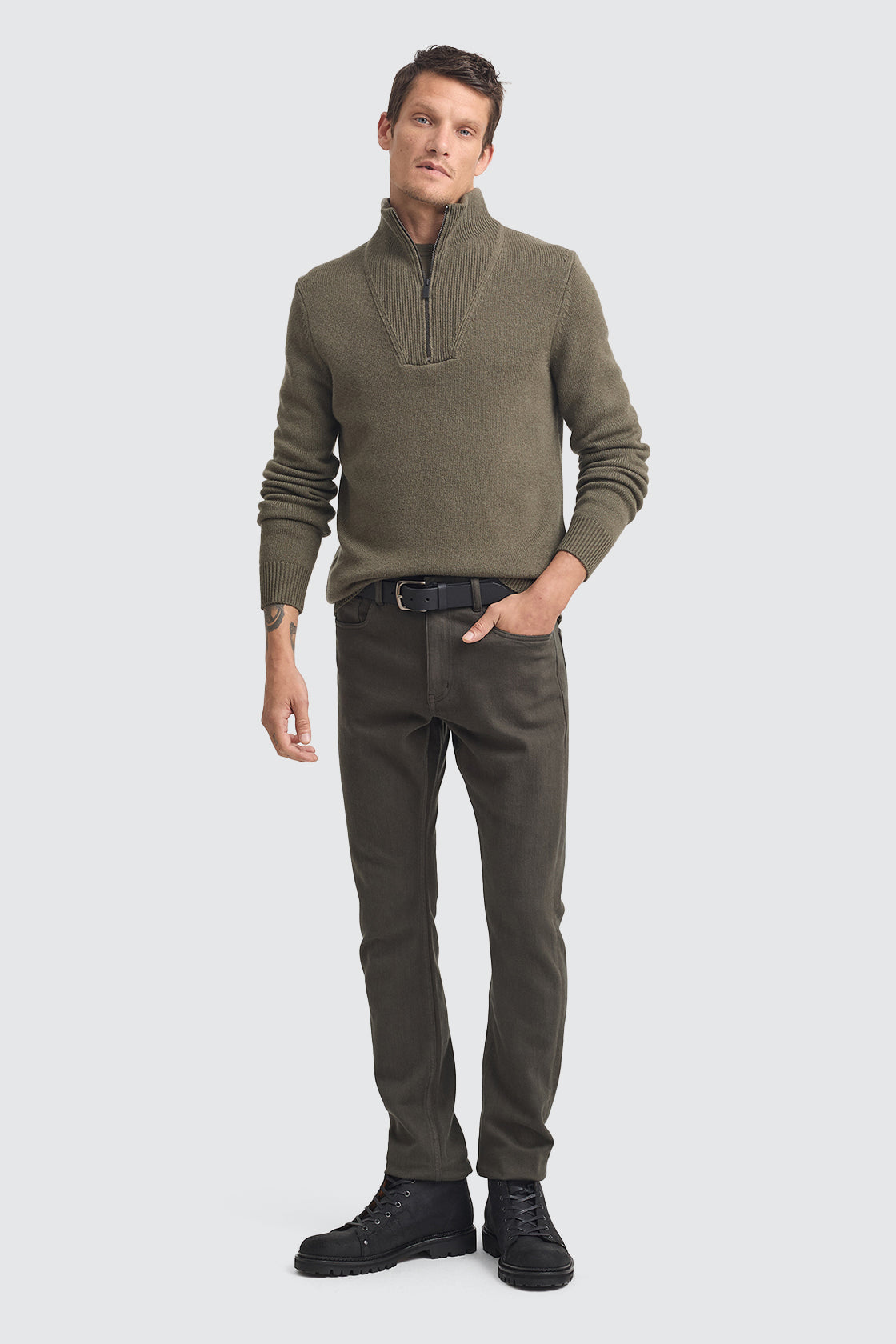 Toorallie Lambswool Half Zip Khaki