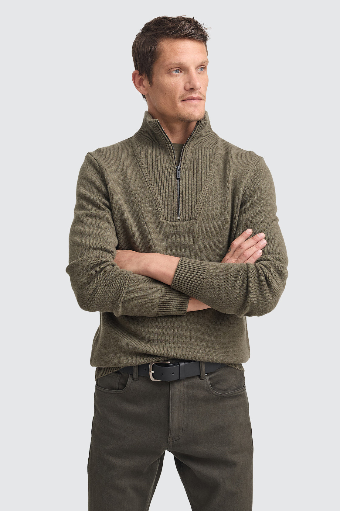 Toorallie Lambswool Half Zip Khaki