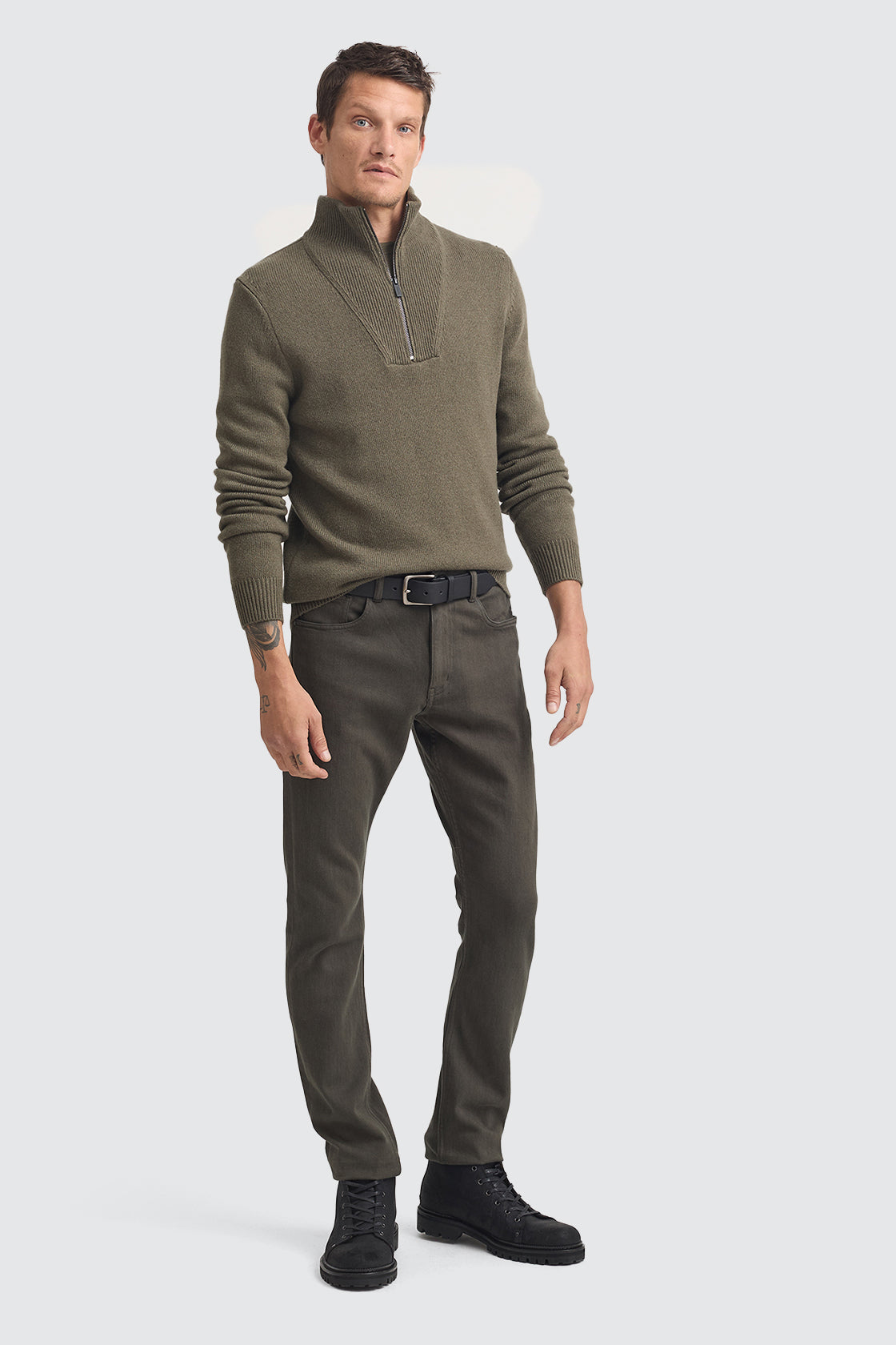 Toorallie Lambswool Half Zip Khaki