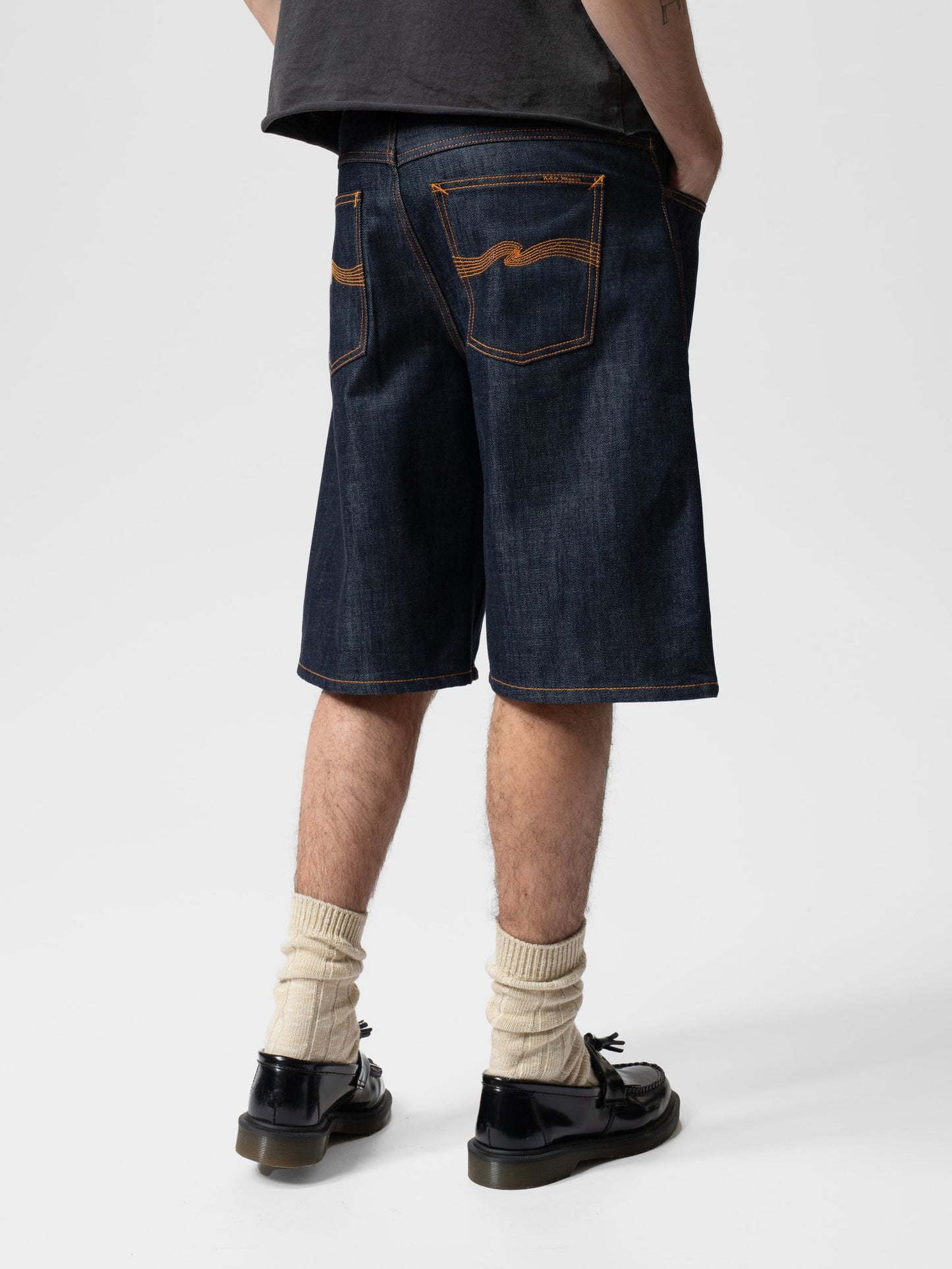 Nudie Jeans Zeb Denim Shorts Dry Streaky Dark