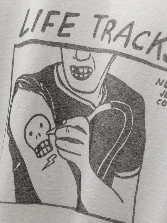Nudie Jeans Roy Life Tracks Tee Chalk White