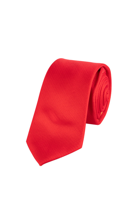 Carlo Visconti Bright Red Self Pattern Tie 7cm