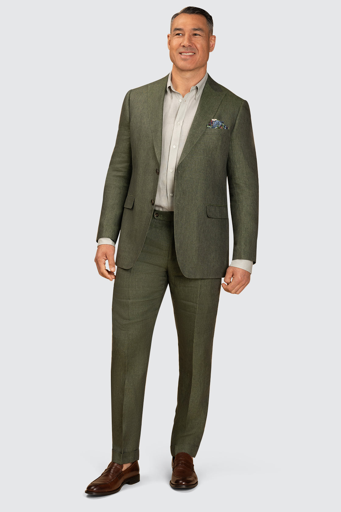 Routleys Evans Linen Trouser Green