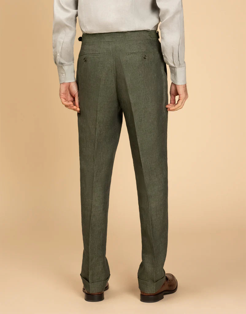 Routleys Evans Linen Trouser Green