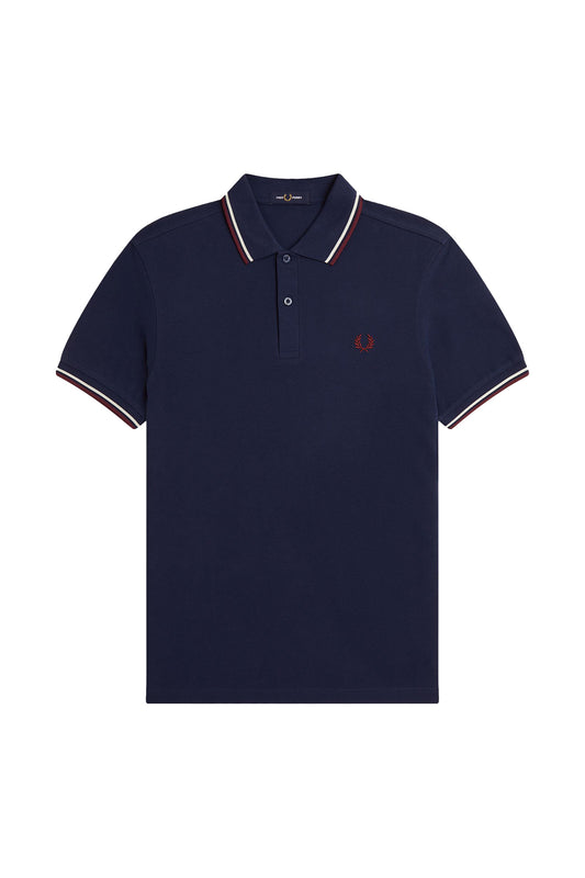 Fred Perry Twin Tipped Shirt Tennis Blue/Ecru/Oxblood