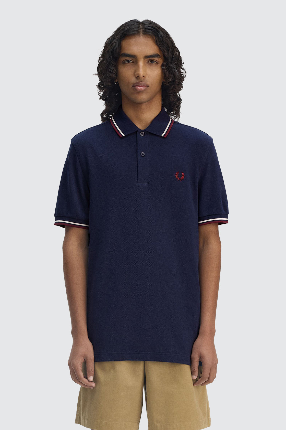 Fred Perry Twin Tipped Shirt Tennis Blue/Ecru/Oxblood