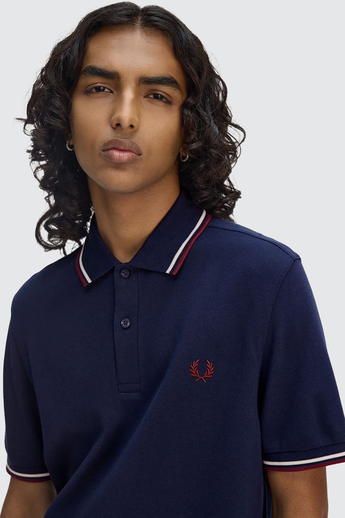 Fred Perry Twin Tipped Shirt Tennis Blue/Ecru/Oxblood
