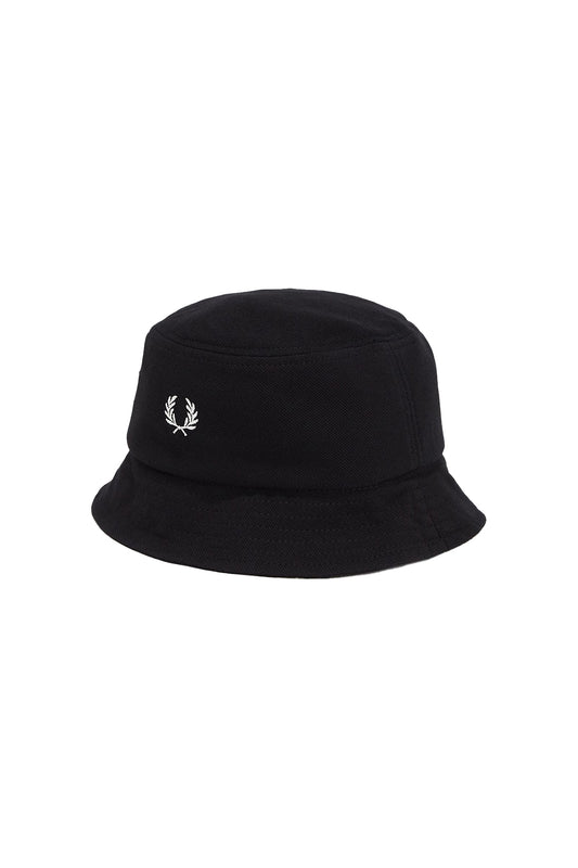 Fred Perry Pique Bucket Hat Black & Snow White Black