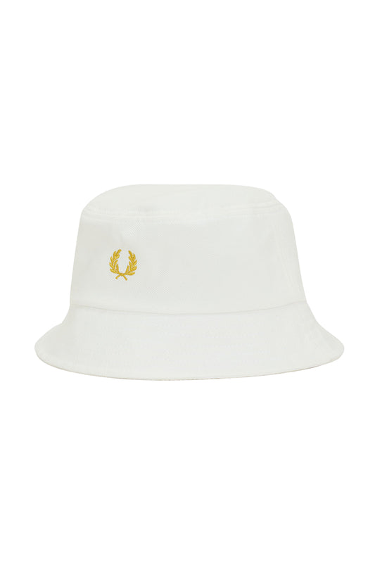 Fred Perry Pique Bucket Hat White & Honeycomb White
