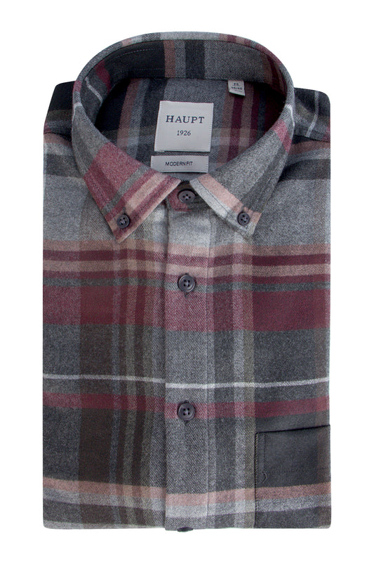 Haupt LS Check Shirt Grey/Red