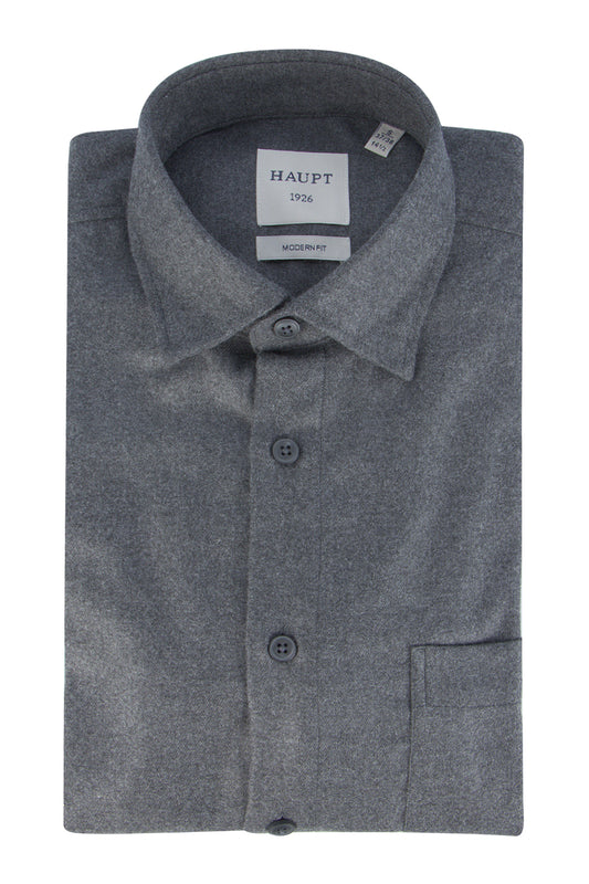 Haupt LS Flannel Look Shirt Grey