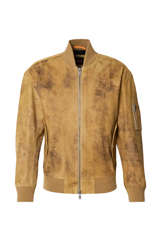 Hugo Boss Jotaco Leather Jacket Medium Beige