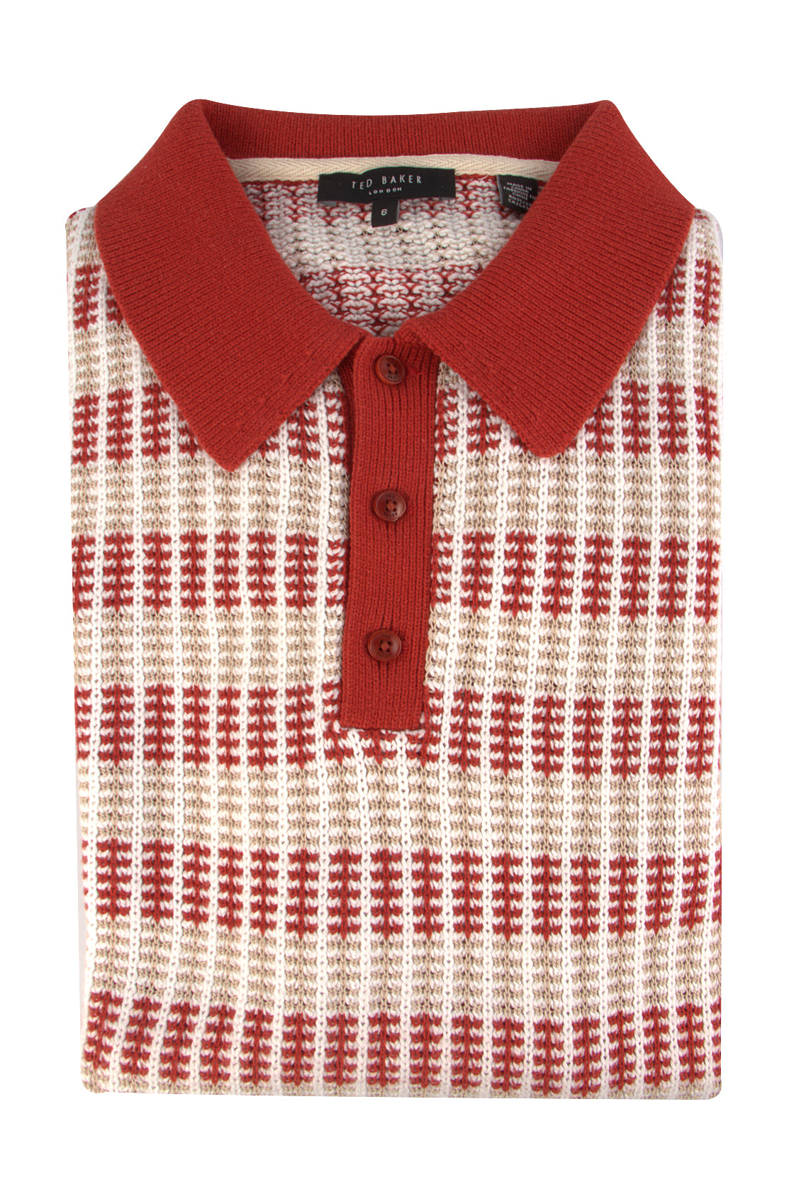 Ted Baker Maynard Open Stripe SS Burnt Red