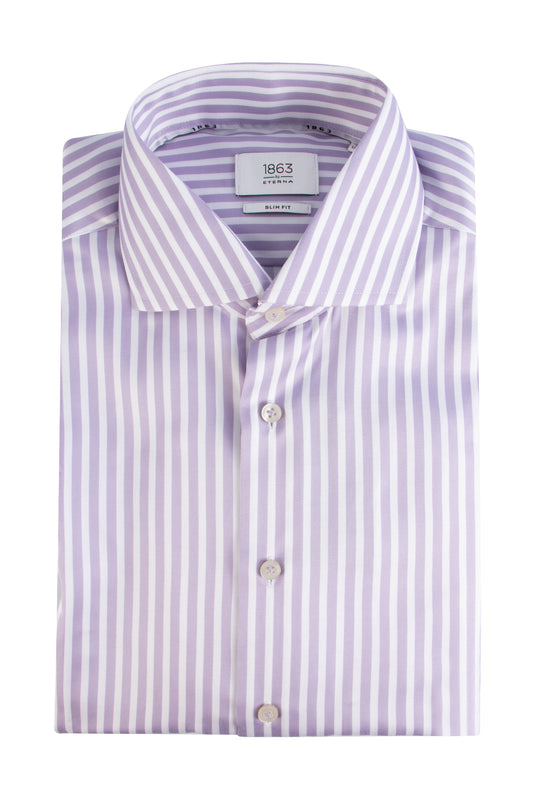 Eterna Slim Fit Striped Shirt Lilac