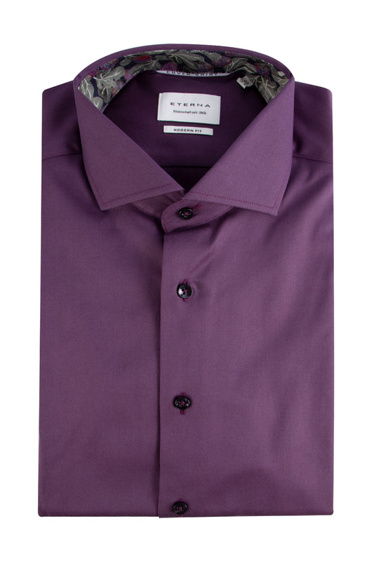 Eterna Modern Fit Pattern Detail Shirt Purple