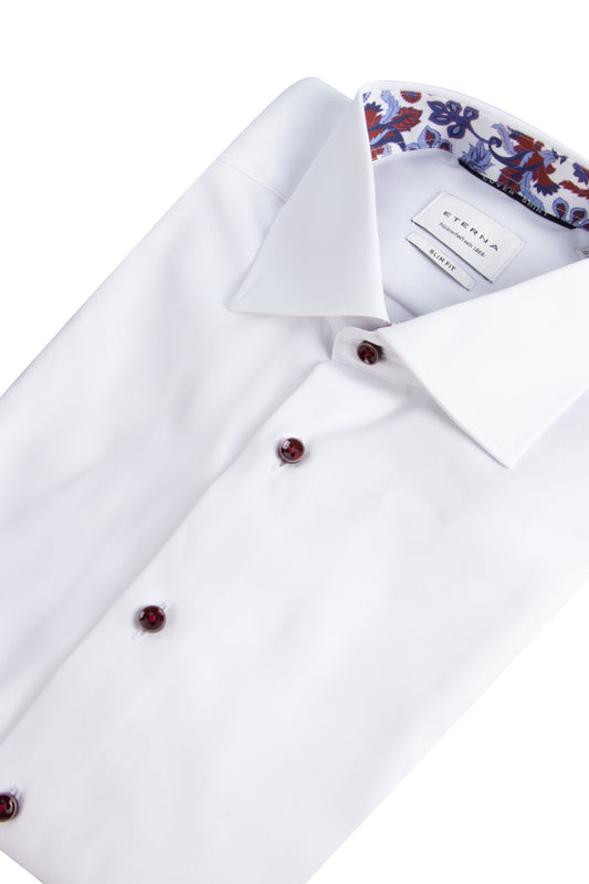 Eterna Slim Fit Pattern Detail Shirt White