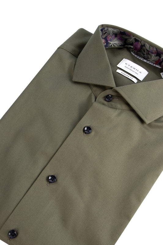 Eterna Modern Fit Pattern Detail Shirt Olive