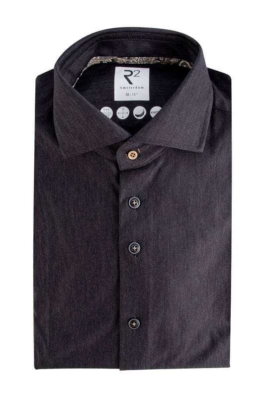R2 Amsterdam Herringbone Shirt Black