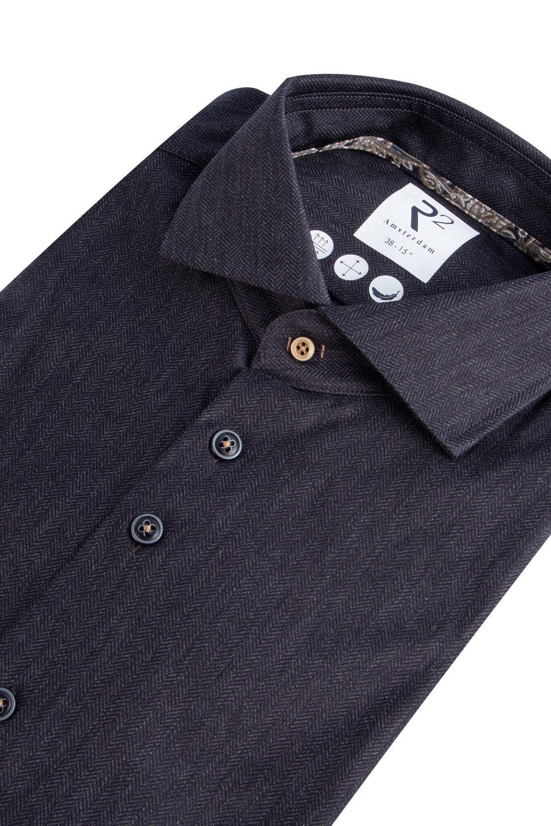R2 Amsterdam Herringbone Shirt Black