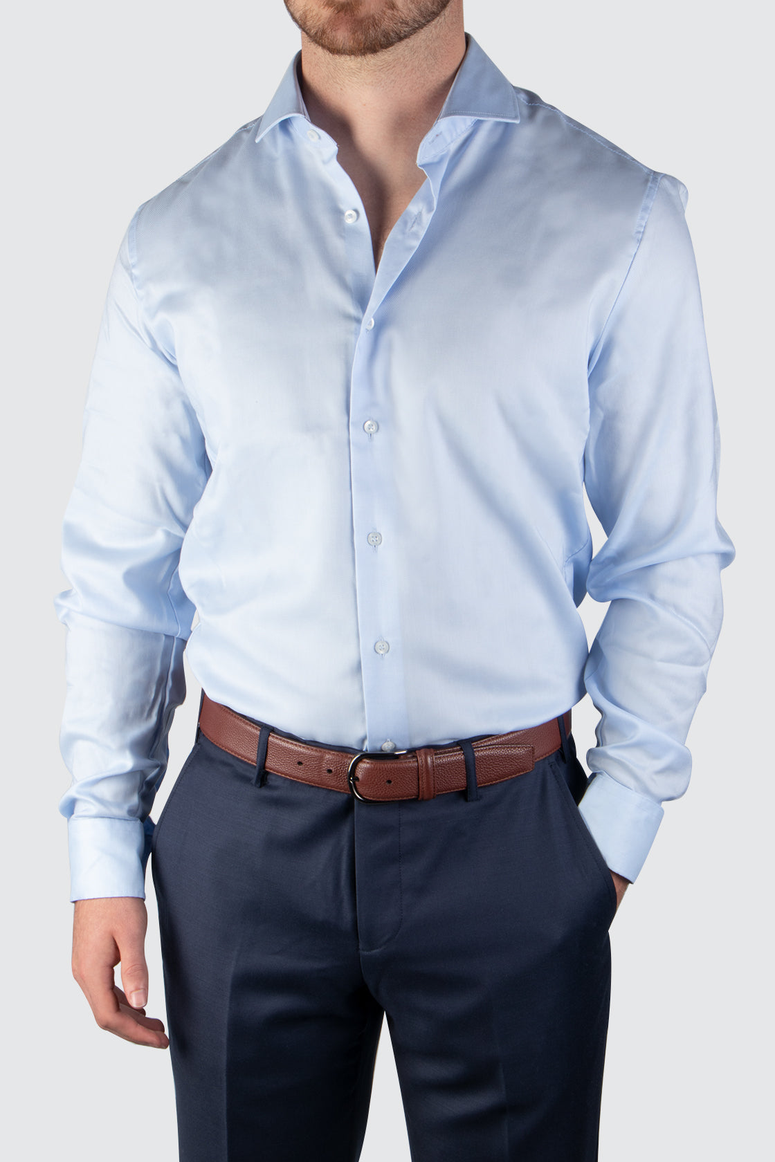 Eterna Slim Fit Shirt Pale Blue