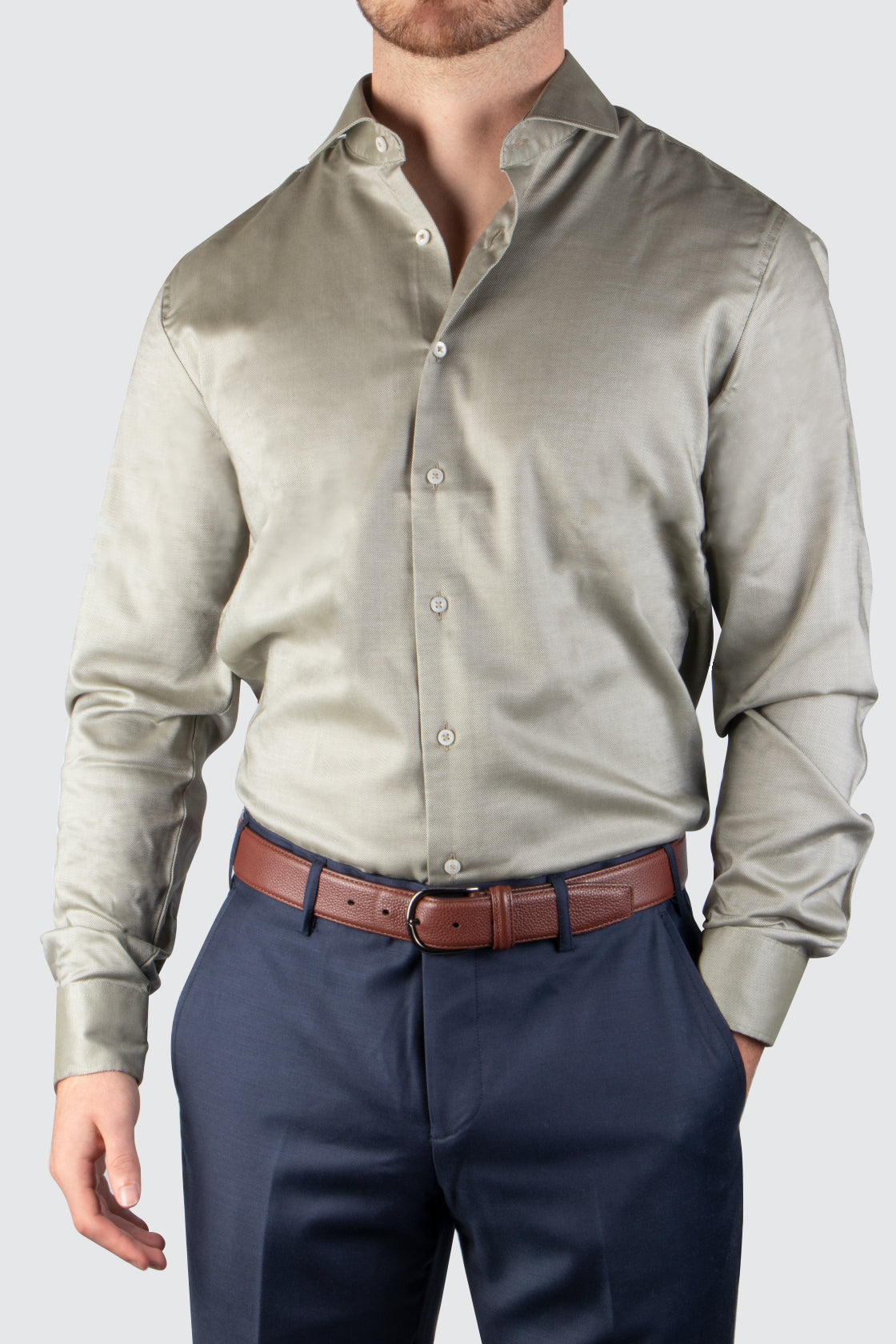 Eterna Slim Fit Shirt Olive