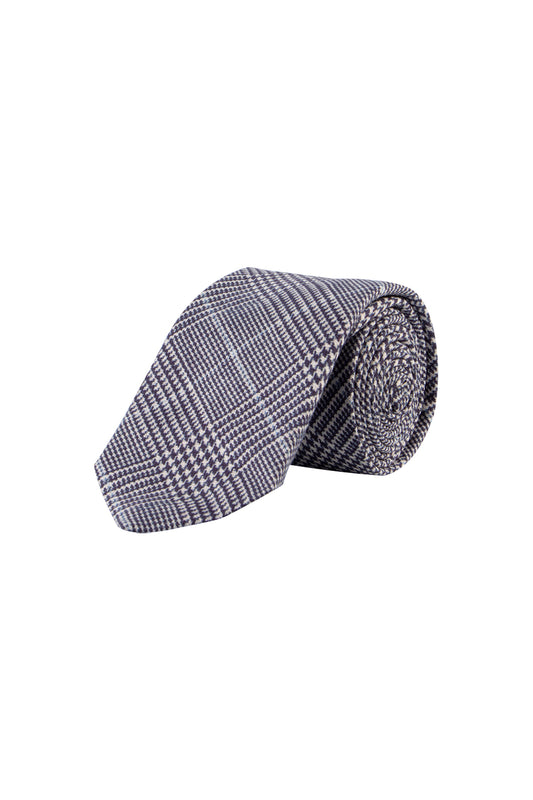 Hemley Navy Cotton Check 7.5cm Tie