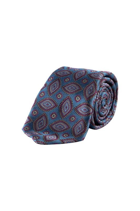 Hemley Silk Blue Pattern 7.5cm Tie