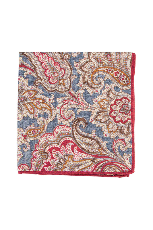 Hemley Silk Red Paisley/Geometric Pattern Hank