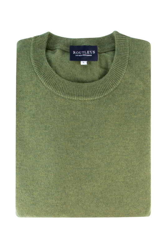 Routleys Crew Neck Wool/Cashmere Pullover Grass