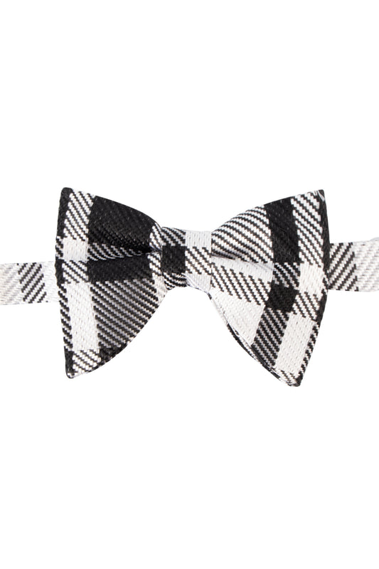 Cantini Amelia Woven Silk Bow Tie Black/White Check