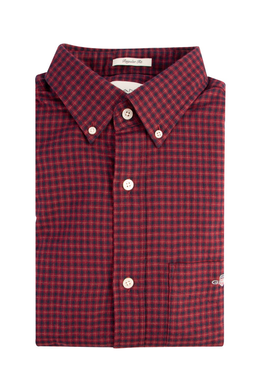 Gant Reg Microcheck Flannel Shirt Wine Red